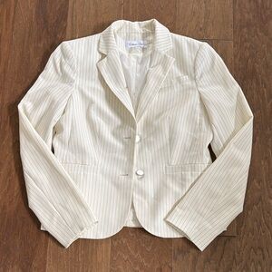 Calvin Klein Women's Beige Striped Blazer. Size 6.